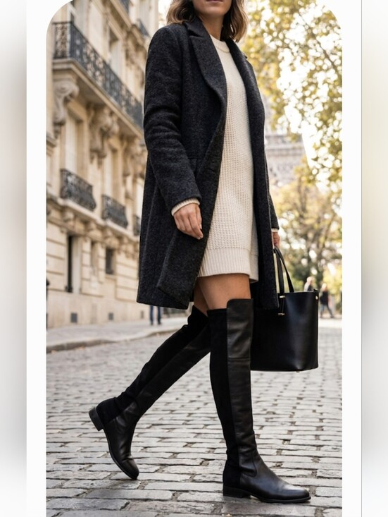 Stuart Weitzman Shoes - Stuart Weitzman Black Over-the-Knee Leather Stretch Riding Boots Size 10